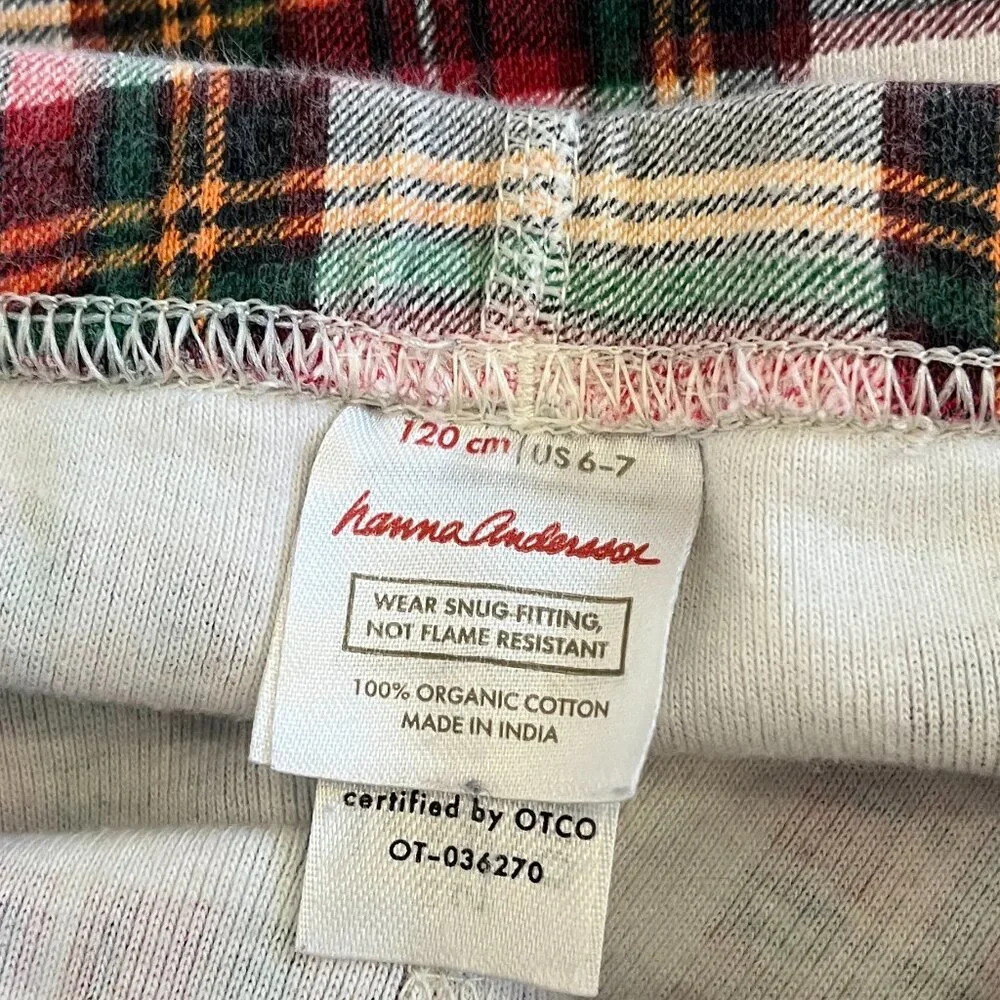 Hanna Andersson Christmas Tartan Plaid Pajamas Kids 6-7 Organic‎ Cotton